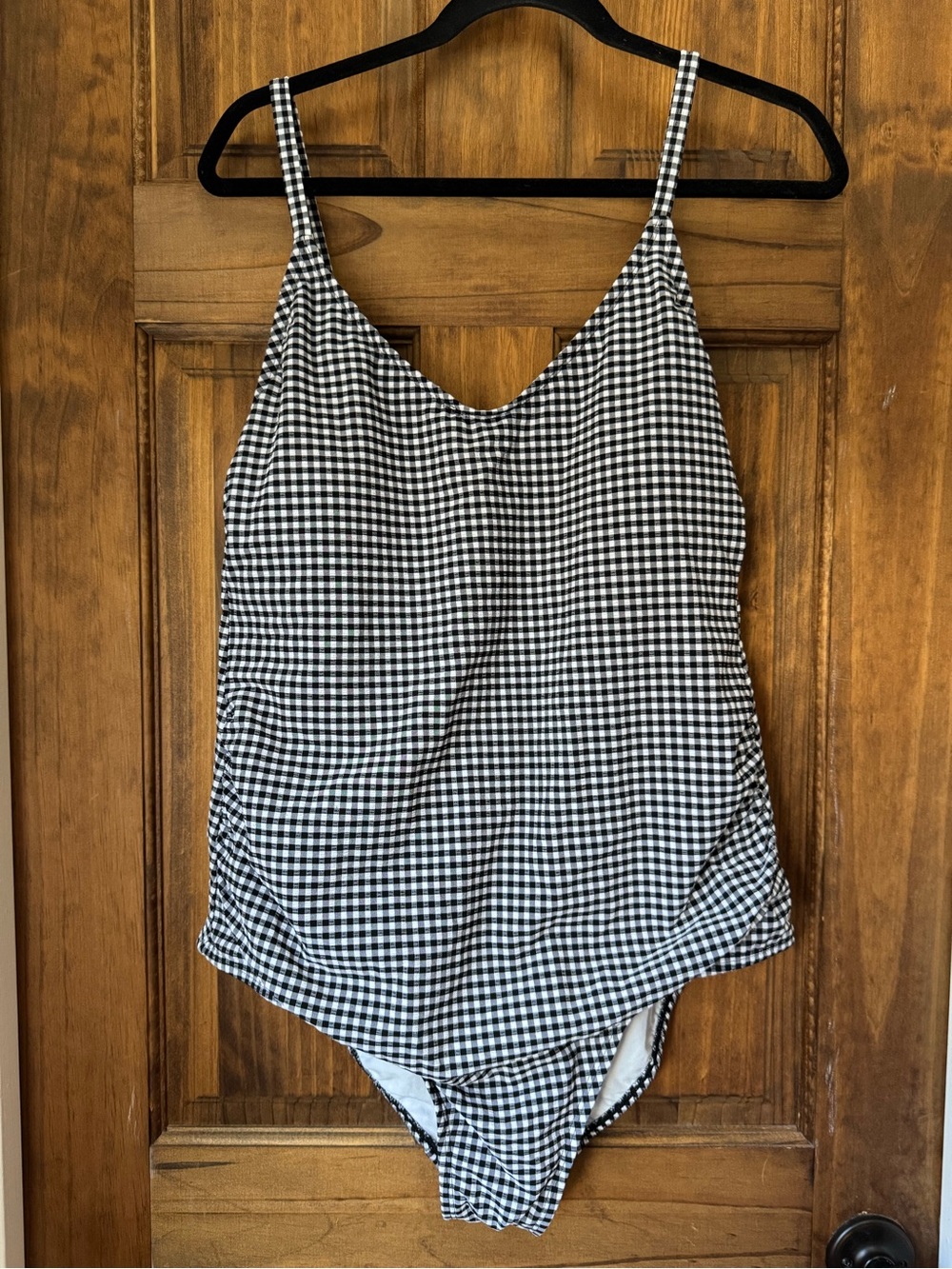 Kona Sol Black & White Gingham Scoop One-Piece Swimsuit